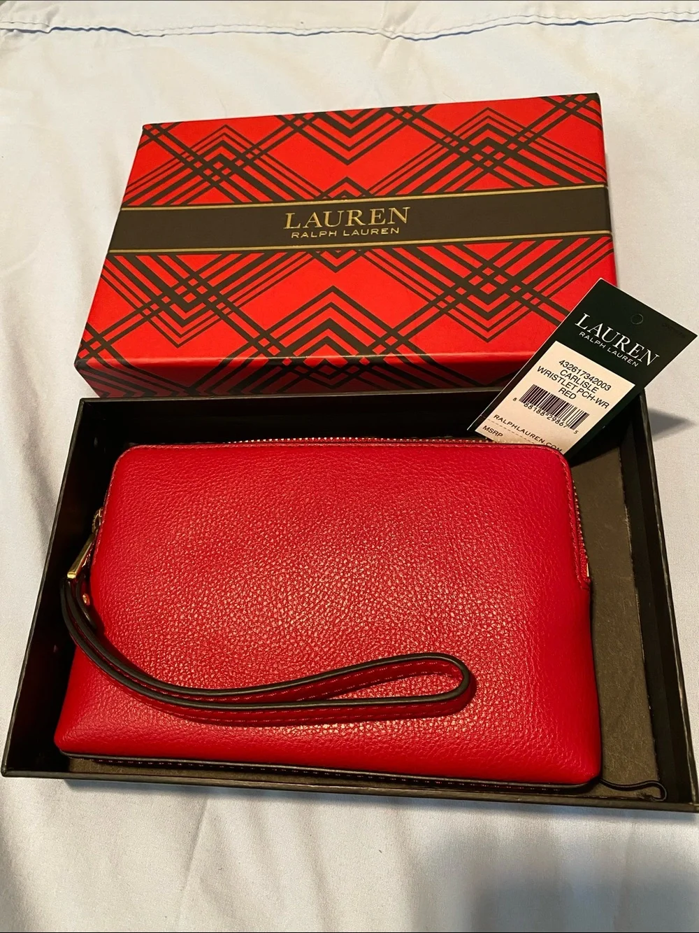 RED Leather wristlet